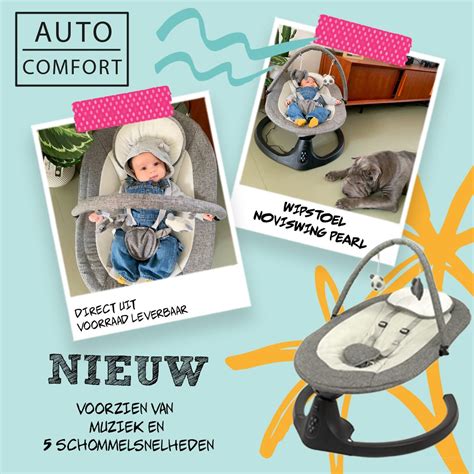 Illustratie van een baby die lachend in een Lief! wipstoel zit.