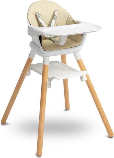 Afbeelding van een Topmark kinderstoel met afneembaar eetblad, die de functionaliteit en het ontwerp illustreert.