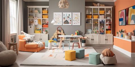 een interieurfoto van een gezellige speelkamer met jonge kinderen